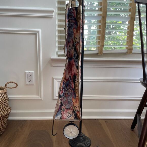 Vintage Cat Tapestry Wheeled Shopper Bag Tote Collapseable - Picture 3 of 13